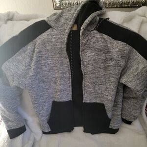 Gray and Black Hooded Jacket